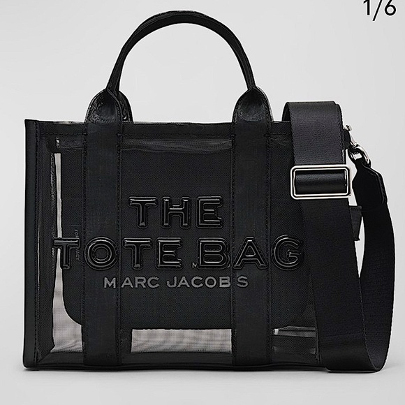 Marc Jacobs The Mesh Small Tote Bag Top Handles and Crossbody Strap in Black - Picture 1 of 9